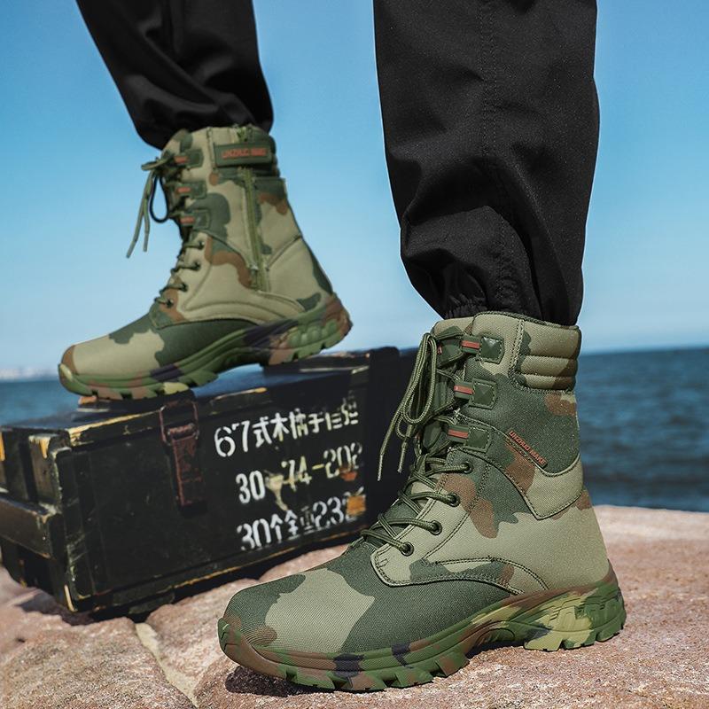 Men Camouflage Boots High-top Hiking Boots Outdoor Work Safety Shoes for Men Tactical Booties Jungle Training Boot Botas