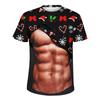 3D printed Christmas T-shirt men's round neck short sleeved Christmas pattern T-shirt ugly Christmas top men's gift