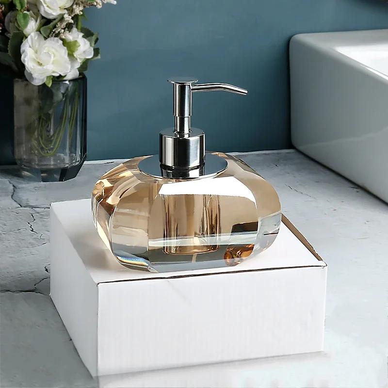Crystal Lotion Bottle Hand Sanitizer and Shower Gel Press Pack Empty Bottles Hotel Bathroom Accessories Tray Toilet Set
