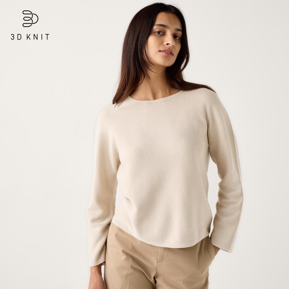 

Uniqlo 3d трикотажный хлопковый свитер с круглым вырезом 31 BEIGE/WOMEN 3XL