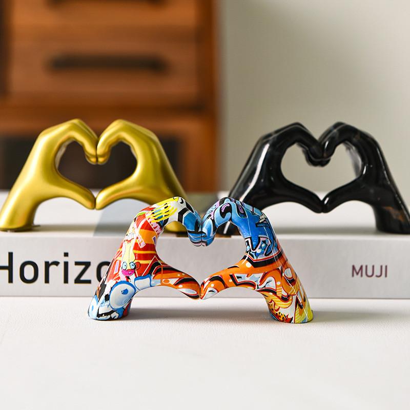 Modern Heart Hand Gesture Decor With Geometric Shape For Home And Office Gift