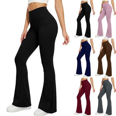 Women's High Waist Flared Yoga Pants Stretch Wide Leg Trousers Soft Comfortable Fabric Suitable for Fitness and Casual Wear