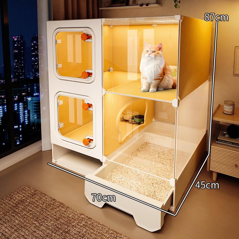 Hochsicht-Katzenkäfig All-in-One Katzenklo-System Indoor Einraum-Ein-Wohnzimmer-Aufbau Katzenwelpenhaus Heimtier-Wohnsitz-Lösung