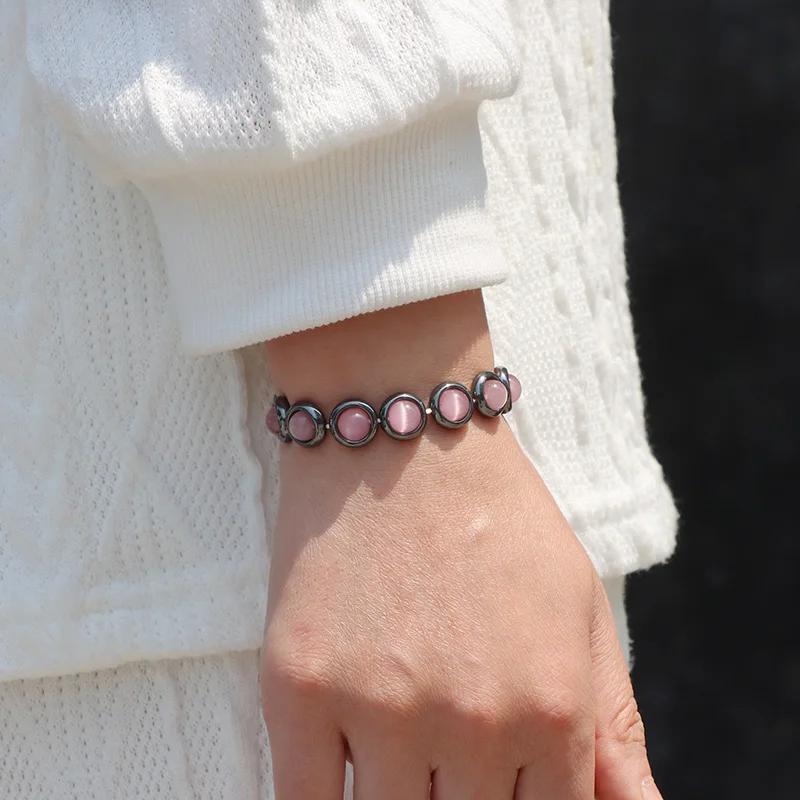 8mm Náramek Kočičí oko Nový Náramek z přírodního hematitu Trendy Energetické Prstenové Náramky pro Muže Ženy Léčivé Ochranné Šperky Dárek