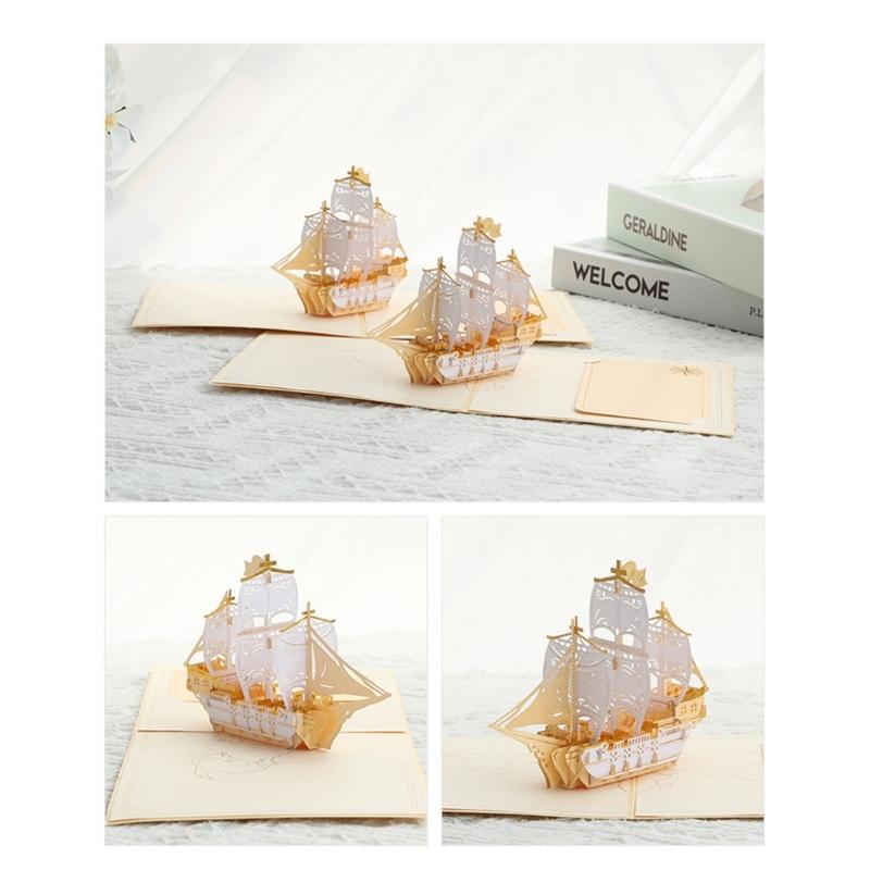 Sailboats Themed Greeting Card Set With Elegant Gold Foils Detailing Thank You Card Ideal For Celebration And Event