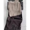 2025 Elegant Khaki Summer Set: Stylish Hollowed-Out Top & Outfit