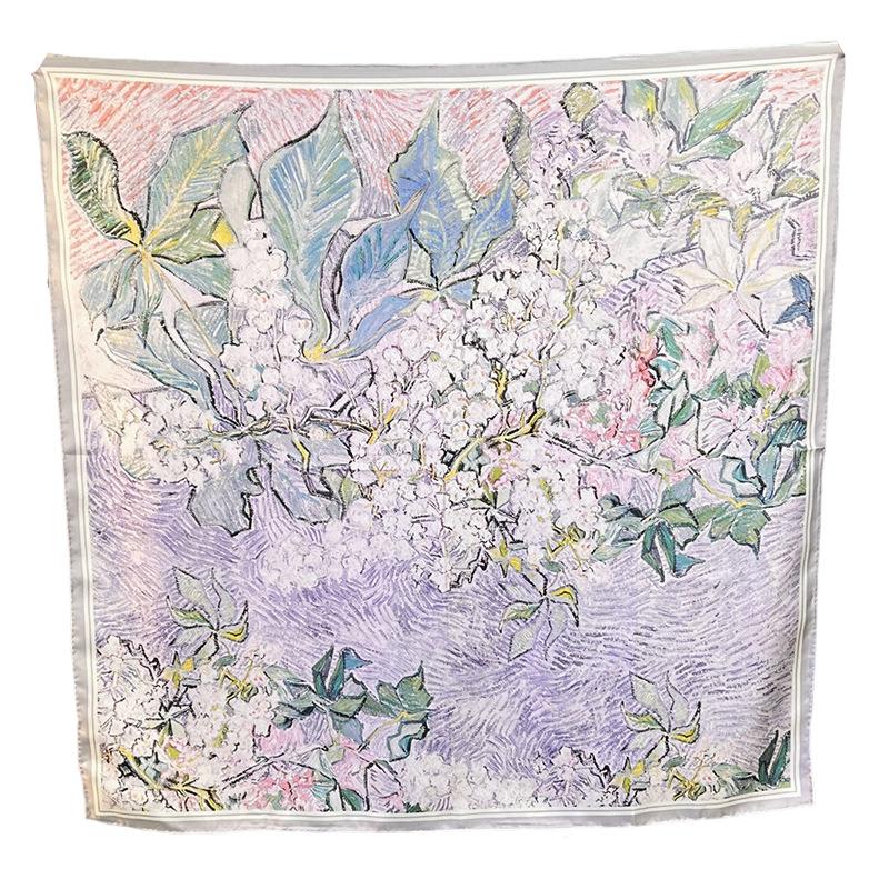 Temperament Gentle Wind Small Fragrant Wind Silk Mulberry Silk Silk Scarf Women'S Digital Printing 90 Twill Process