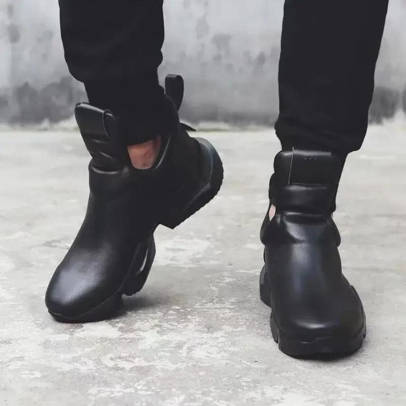 2026 Winter New Men's Warm Thick Soled Leather Surface Korean Edition Personalized Trend Increase Casual Sports Cotton Shoes