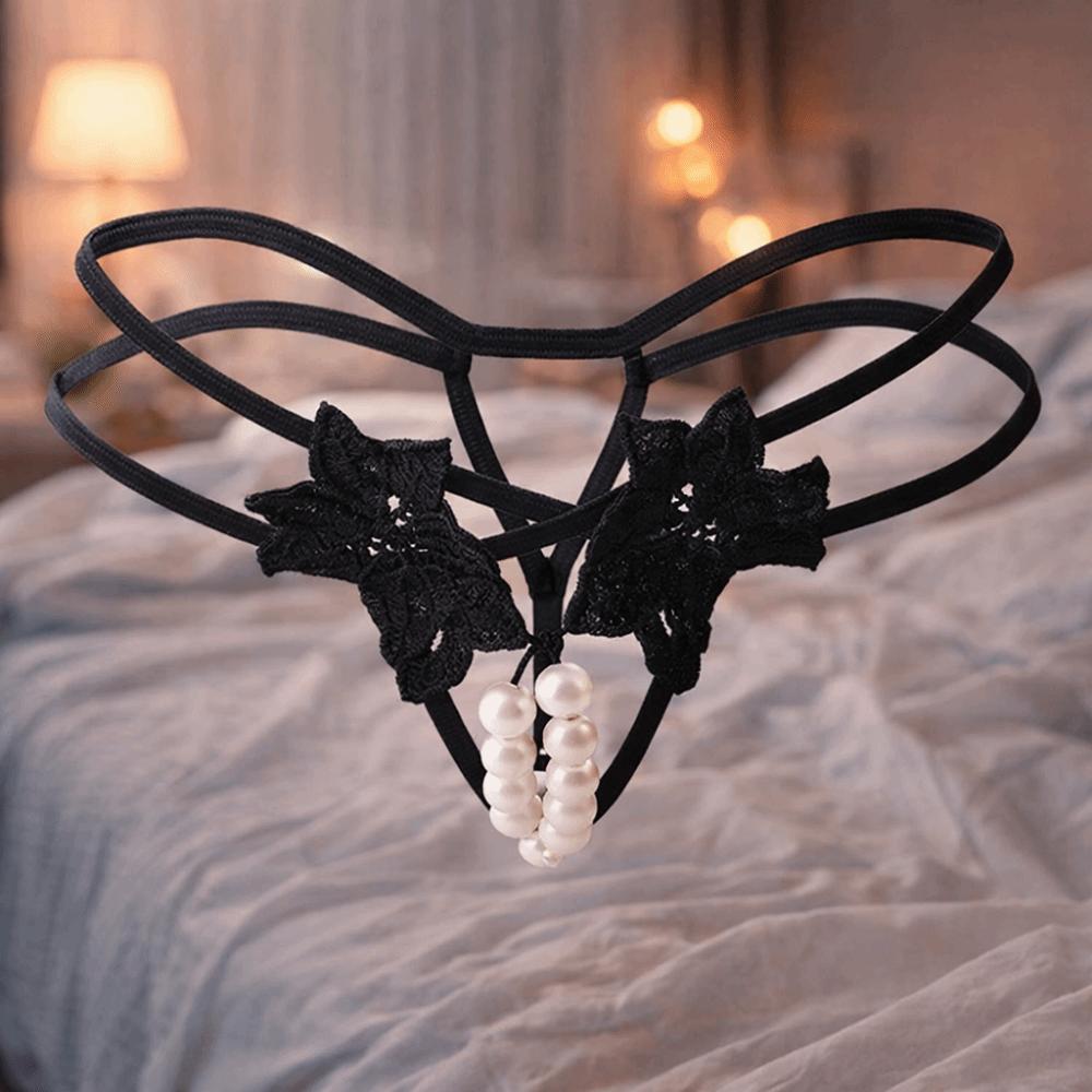 Low-waist Pearl Lace Underwear Hollow-out Mesh Lace Briefs Women's Bigsize Thong  Summer Spring