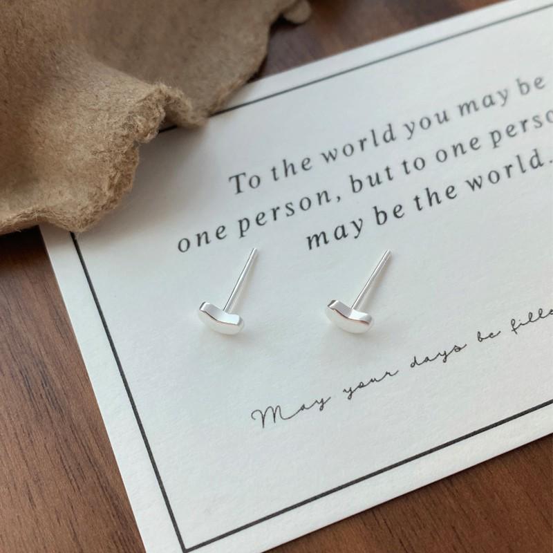 S999 Sterling Silver Smooth Bean Stud Earrings: Small, Simple, Versatile, Screw-Back, Sleep-Friendly, Ear Hole Care Jewelry.
