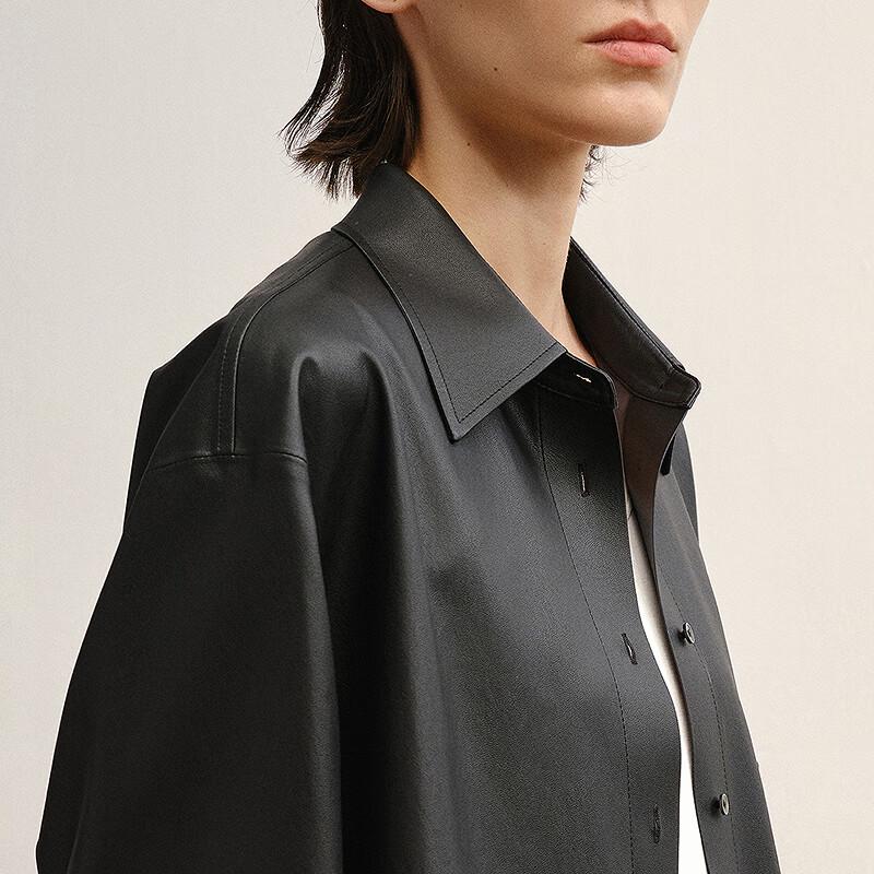 LESS 2025 Autumn Faux Leather Jacket