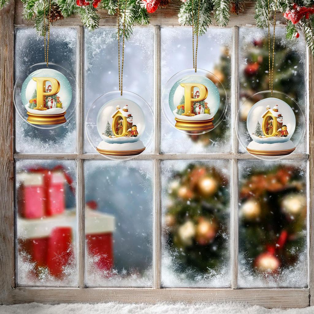 Buchstabe Gelber Ball Acryl Autoornament Weihnachtsbaumanhänger Heimdekoration