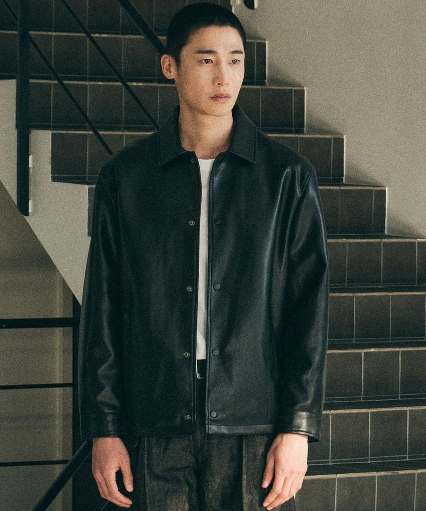 Stco Vegan Leather Coach Jumper Black (Semi-Oversized Fit)_Sjpva72Nsb