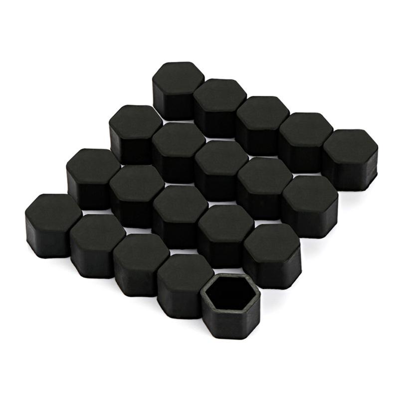 New 20pcs 17/19/21mm Silicone Car Wheel Hub Screw Nut Decoration Cap Cover Black Auto Accessories Styling Protective Bolt