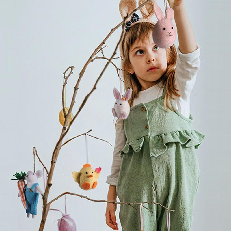 Easter Chick Rabbit Felts Colorful Handmade Doll for Spring Easter Party Decorations Mini Easter Ornaments for Tree