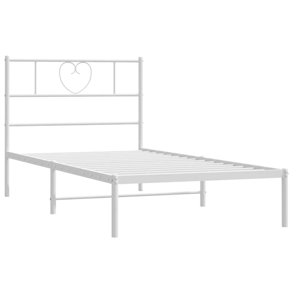 Metal Bed Frame with Headboard White 80x200 Cm