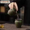130ml Kiln Fambe Old Rock Clay Fairy Trail Green Gaiwan Ancient Tea Tureen Tea Bowl With Lid Kit Tea Maker Cover Bowl Cafes Gift