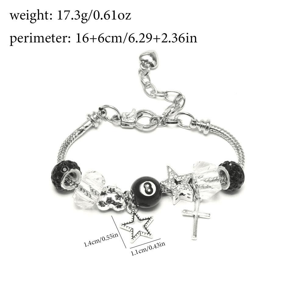 

Trendy Punk Micro-inlay Zircon Five-pointed Star Cross No. 8 Ball Beaded Bracelets Necklace Set for Men Women Jewelry Sets Gifts