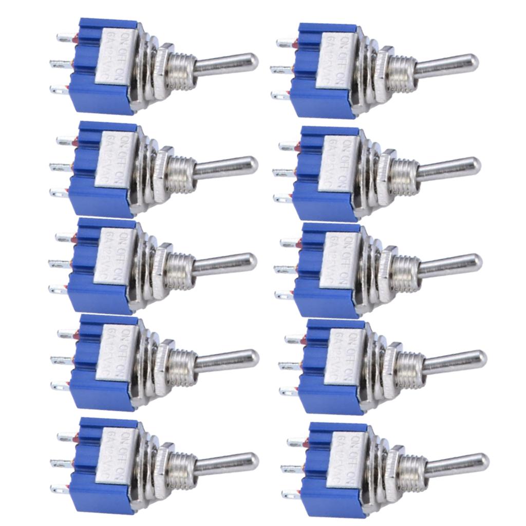 10pcs for Miniature For Toggle Switches MTS-103 3 Pin SPDT ON-OFF-ON 6A 125VAC Panel Mount 6mm Mounting Hole for Projects