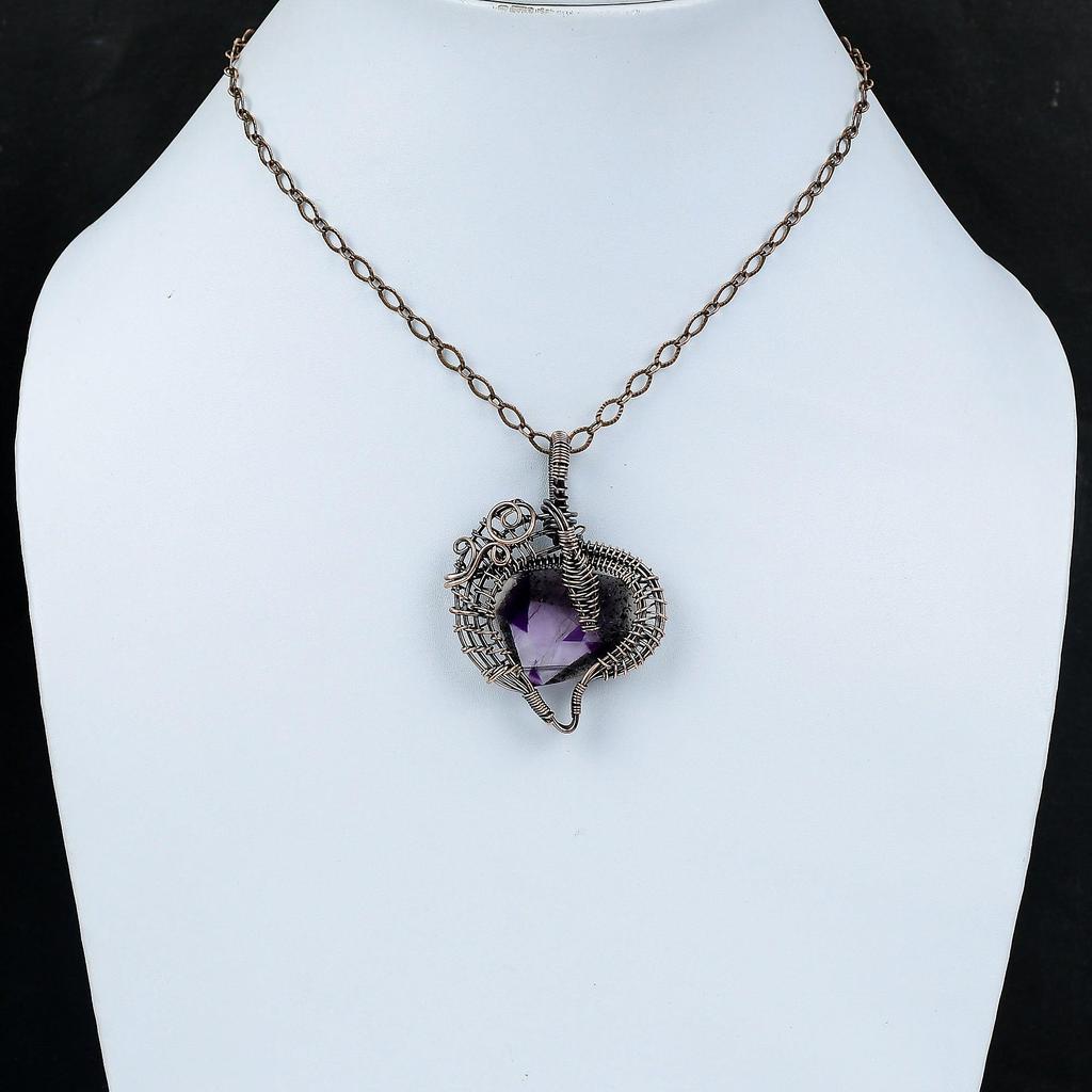 Super 23 Amethyst Pendant Copper Wire Wrapped Jewelry Gemstone Copper Pendant Handmade Jewelry Brand New Pendant Wire Wrap Pendant For Gift