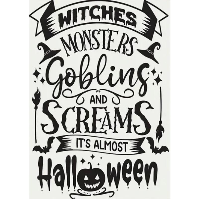 Nordic Simple Wall Art Halloween Skull Witch, HD Canvas Print Poster, Home Living Room Bedroom Decorative Painting