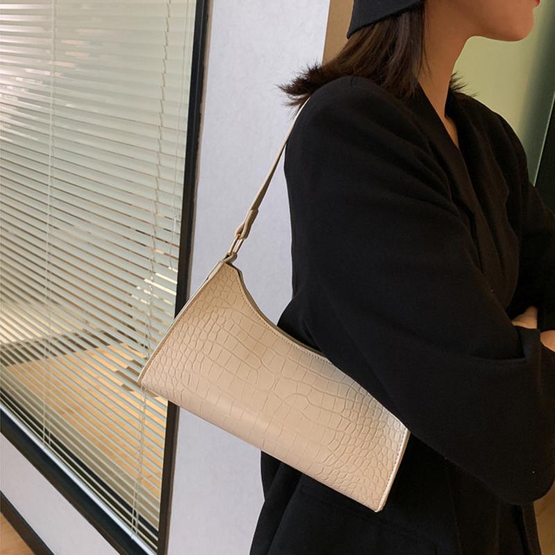 Retro Crocodile Pattern Shoulder Bag For Women Pu Leather Armpit Bag France Clutch Bag Casual Female Clutch Handbags Purse Tote Quality