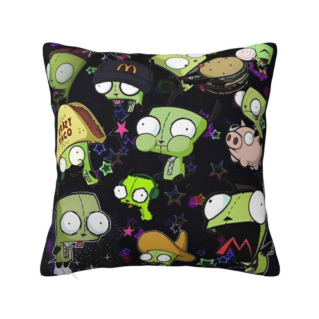 Invaders Zims Cartoon Square Pillow Case Cushion Covers Funny Zippered Decor Throw Pillow Case Cover For Home 40X40Cm