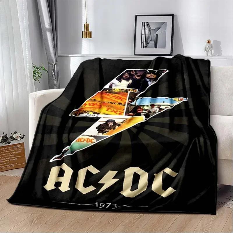 ACDC Pattern Throw Blanket Light Weight Blanket for Living Room Bedroom Kidsroom Warm Blanket Christmas Gift