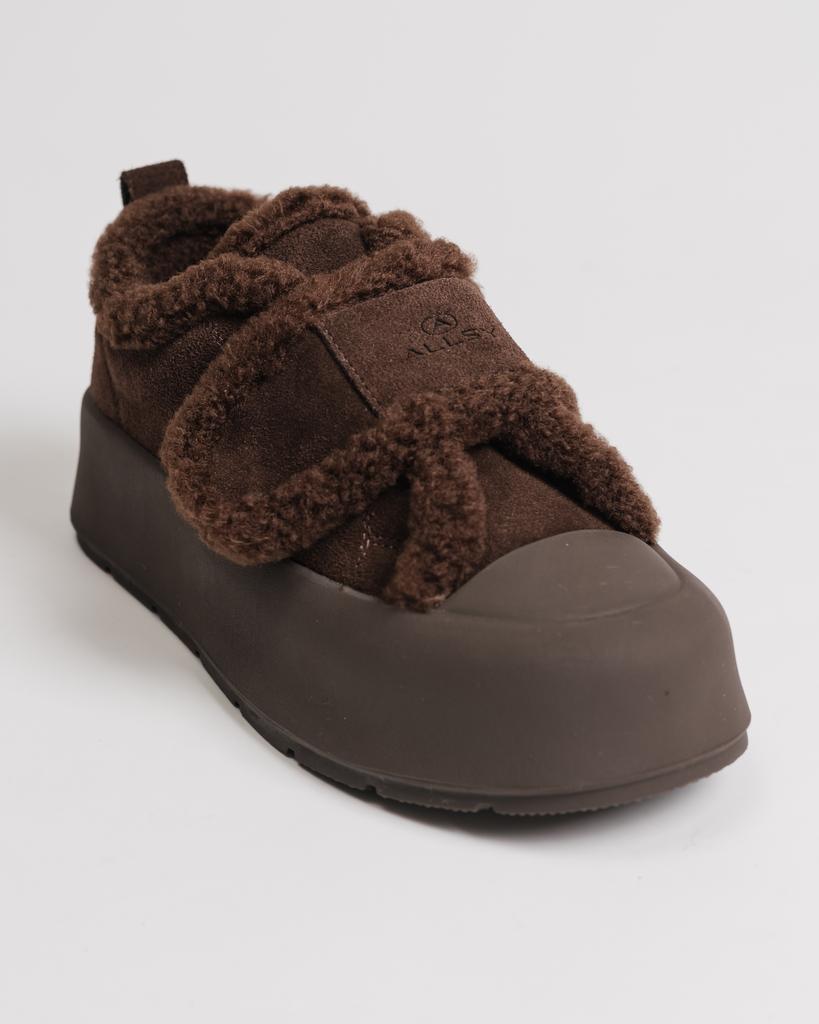 Velcro Boots Allsy 5023 36 Brown Suede Wool