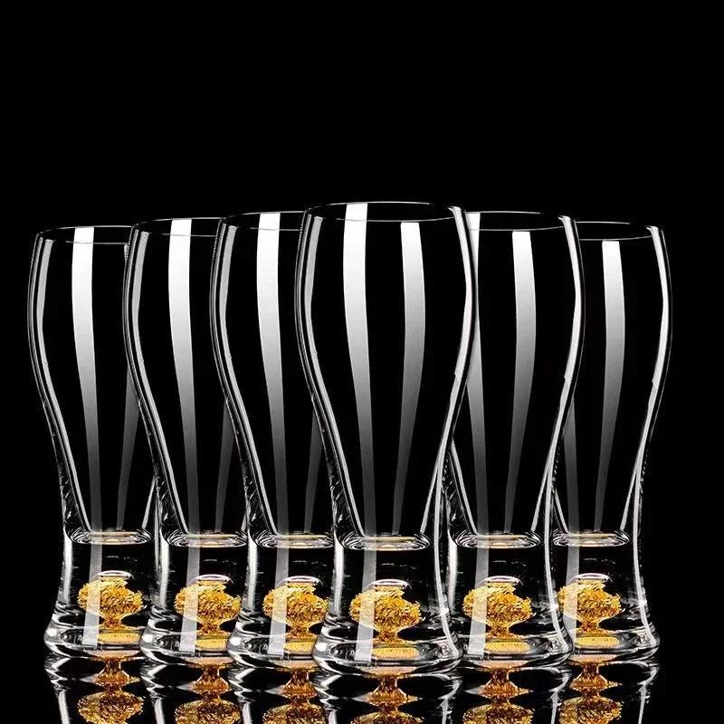 330/465ML Půllitr na pivo se zlatou fólií Velkokapacitní pohár Barový specifický sklenice na víno Domácí klasický pivní sklenice Pohár Personalizované řemeslné sklo