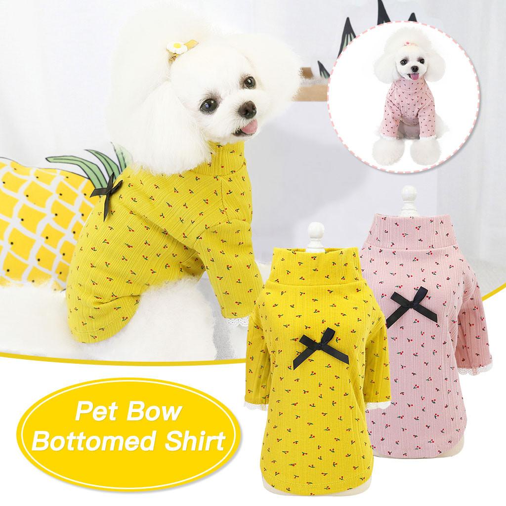 Pet clothes and winter dog clothes bow bottoming shirt