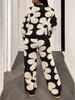 Women's Fall/Winter Floral Knit Jacquard Sweater Set: Long Sleeve Top & Pants