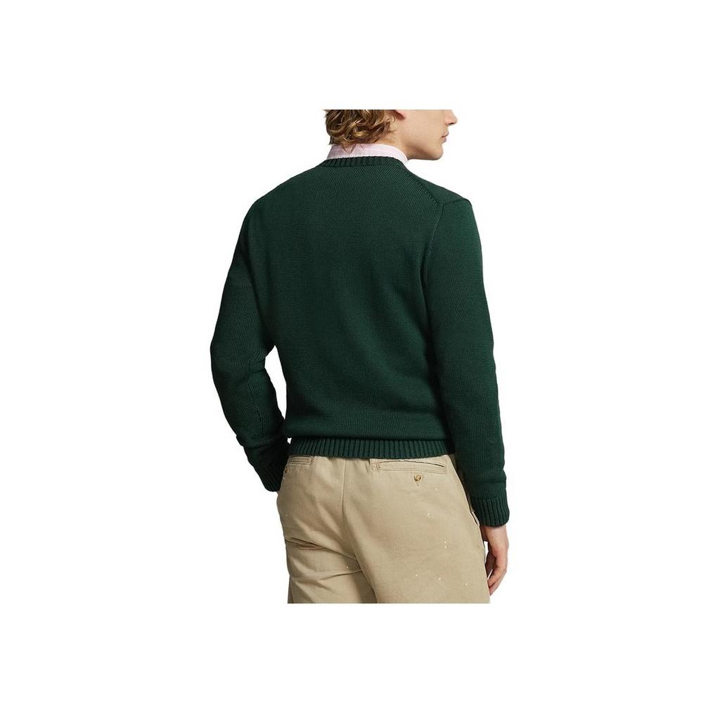 Polo Ralph Lauren FW23 Solid Color Logo Embroidered Ribbed Knit Sweater Men Sweater Green MNPOSWE16821639-300