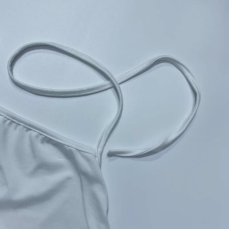 2023 Women's Solid Color Halter Neck Pleated Irregular Short Dress - European and American Style