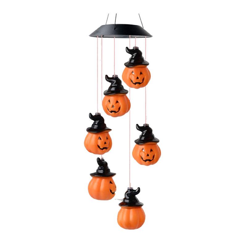 Solar Seven-Color Rose Wind Chime Lamp: Outdoor Courtyard Hanging Light for Halloween Decor