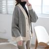Chic Retro Knitted Cardigan Women's Sweater Striped Long Sleeve Loose Women Sweaters Jacket Outerwear Lazy Style Elegant Button Knitwear Coats 25453