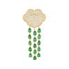 Light Luxury Emerald Brooch, High-End Female Auspicious Cloud Fringed Brooch, High-End Large Pin, Sweater, Suit Decoration Gift