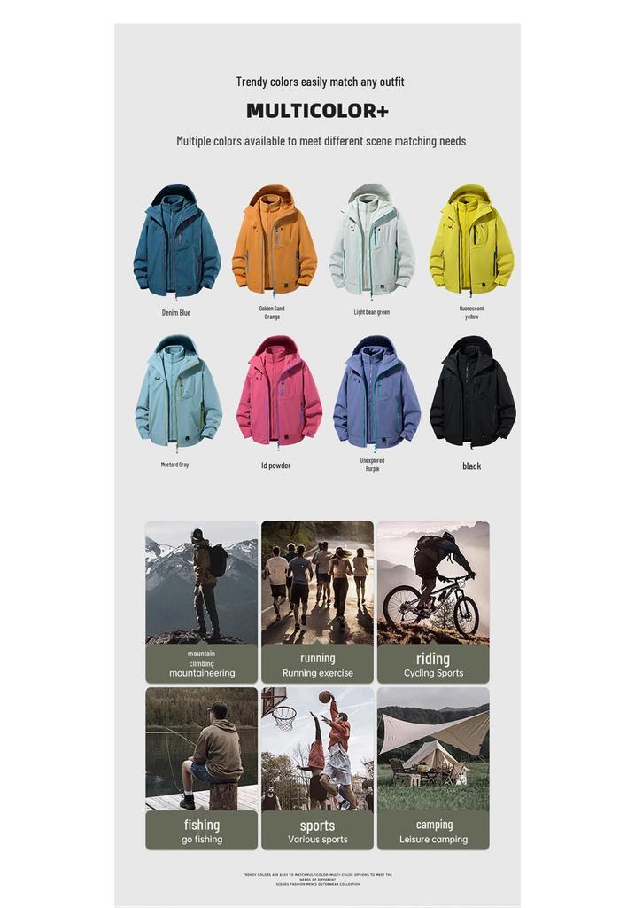 Men's and Women's 3-in-1 Winter Mountain Jacket - Waterproof, Hooded Outdoor Hiking & Mountaineering Coat