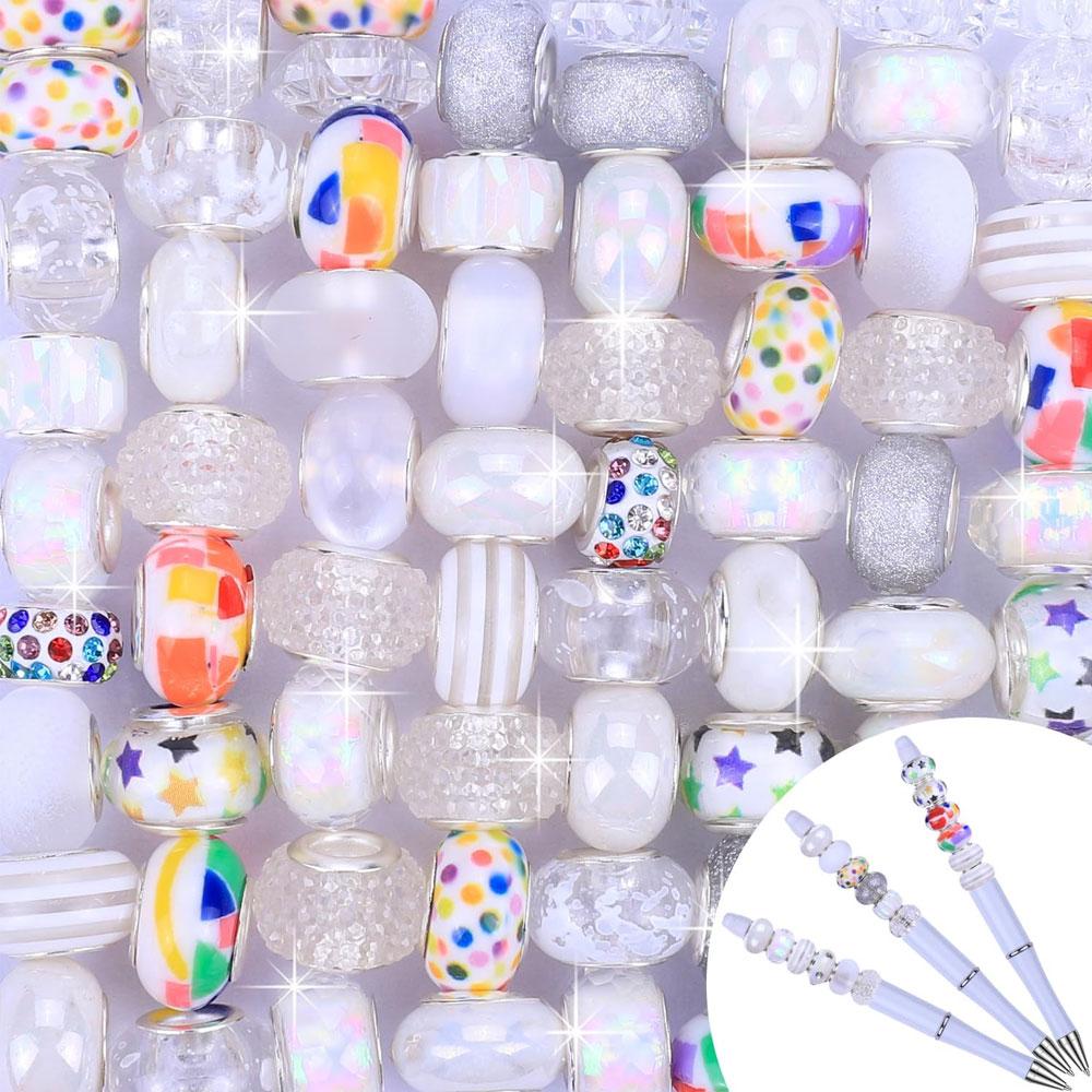 10/30/50 Stück Harzmaterial Großlochperlen Europäische Bastelperlen Gemischte Spacerperlen, Europäische Großlochperlen DIY Schmuckherstellung Produkte
