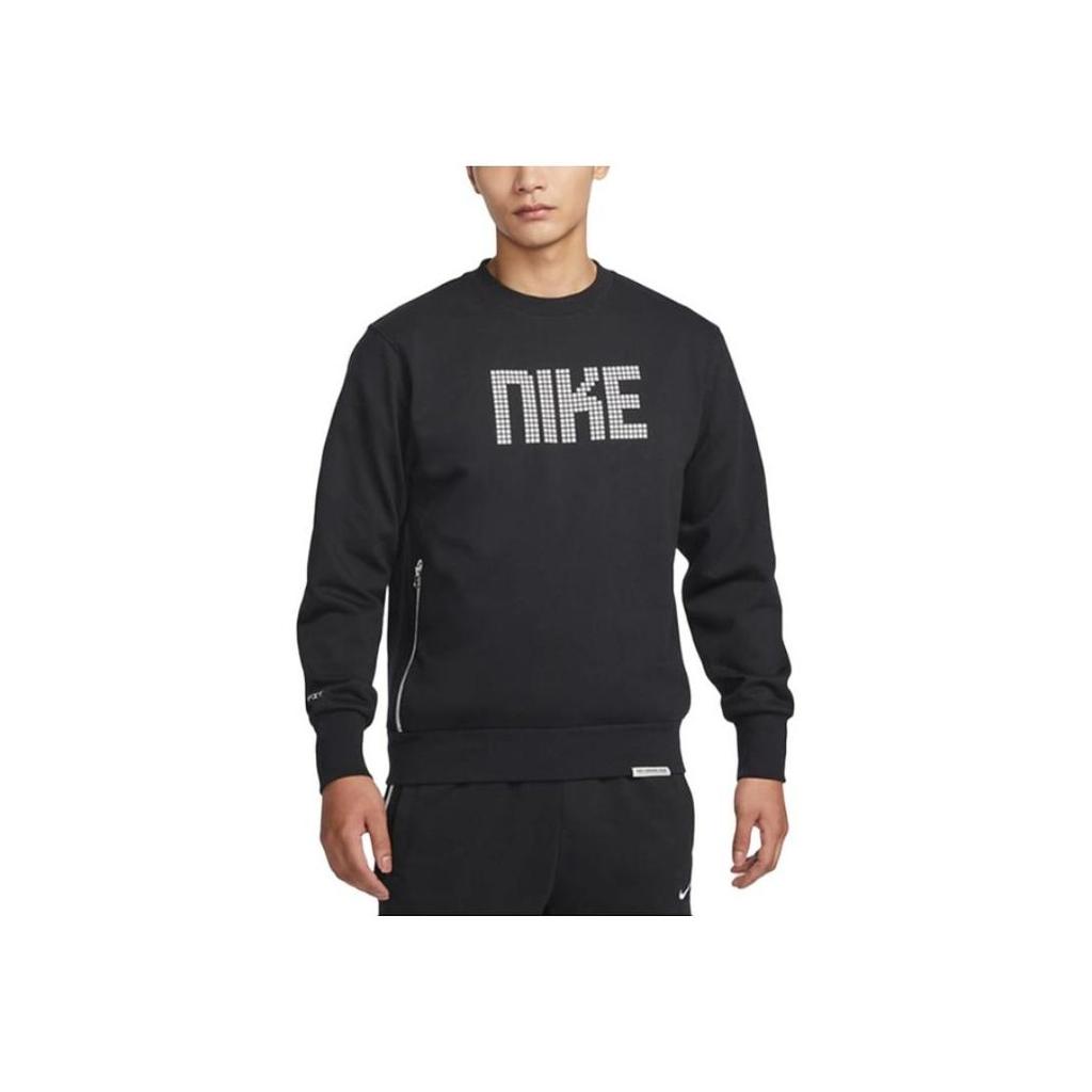 Nike Geruite Alfabet Print Pullover Sweatshirt Heren Tops Zwart FD9744-010