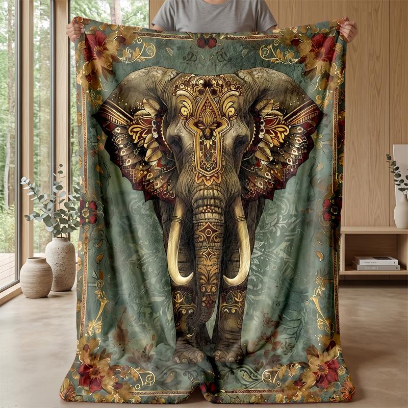 Giraffe, Lion, Elephant on Cloud with Stars Theme blanket Lightweight Warm Flannel Blanket Decorative Throw Blanket for Home Decoration