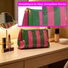 PVC Striped Cosmetic Bag Tassel Zipper Makeup Storage Pouch Waterproof Travel Toiletry Organizer Bag