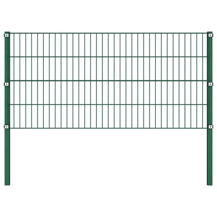 VidaXL Panneau de clôture avec poteaux en fer 694,5 x 80 cm Vert 278607