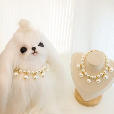Halskette für Hunde mit Kunstperlen, verstellbares Perlenhalsband, Schmuck für Mädchen, Katzen, Hunde, Hochzeitszubehör