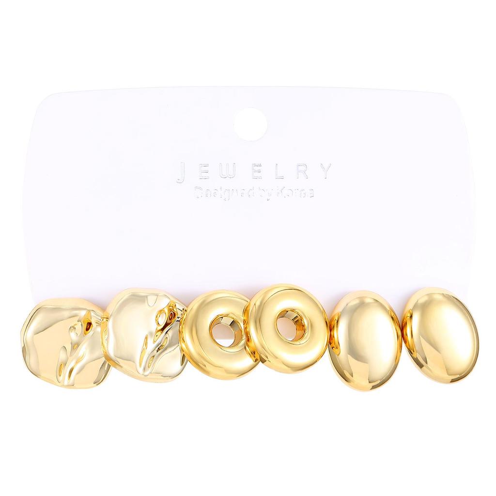Elegant Geometric Gold Circle Earrings Set - Bold, Creative Design