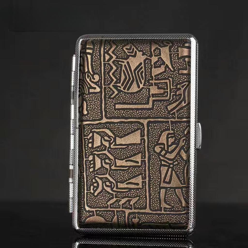 New 5.5 slim metal leather Cigarette case 20 pack portable personalized creative storage Cigarette Box Smoking Accessories