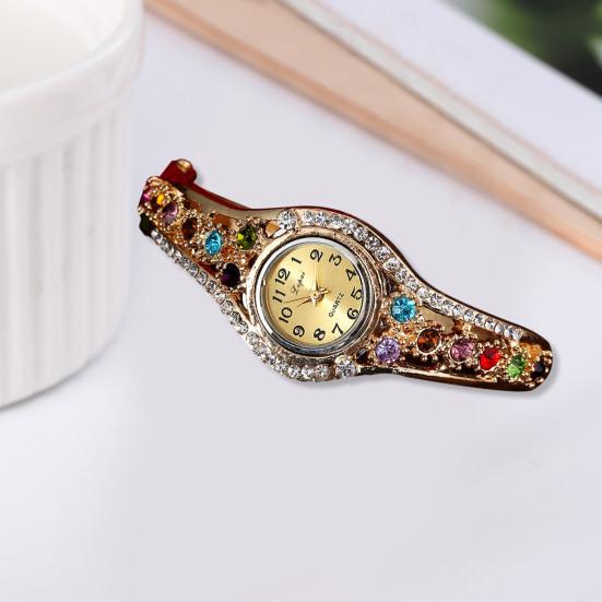 Yousheng Women Bracelet Watch Luxury Colorful Rhinestone Ethnic Style Elegant Round Vintage Ladies Girls Dress Wristwatch Fashion Jewelry Birthday