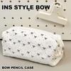 Large Capacity Pen Bag Pencil Pouch Bow Pattern Boxes Portable Stationery Organizer For Teen College Kids School Crafts Travel
