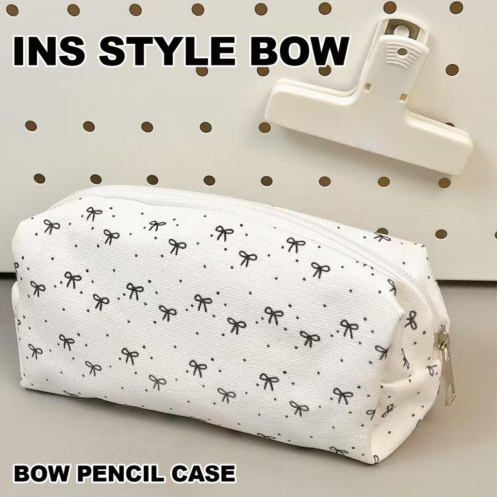 Large Capacity Pen Bag Pencil Pouch Bow Pattern Boxes Portable Stationery Organizer For Teen College Kids School Crafts Travel