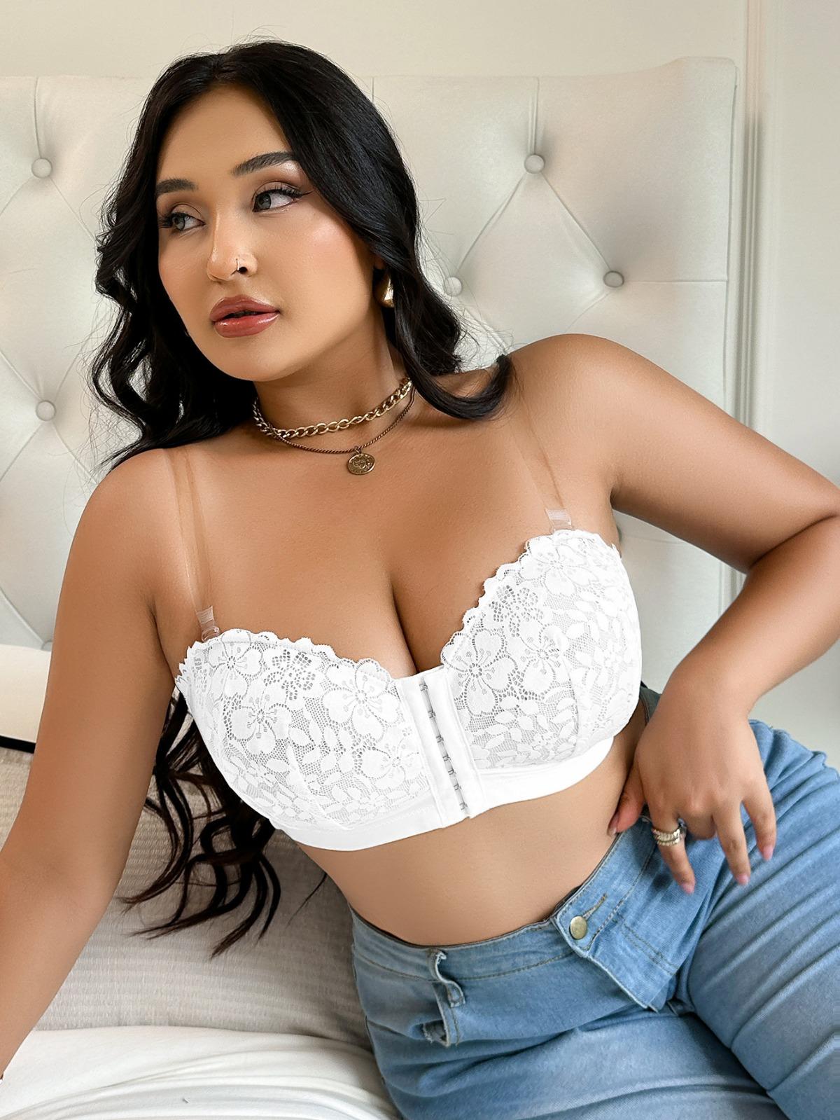 

Женский бюстгальтер, Женский бюстгальтер, Полный охват, Плюс Плюс Плюс Жир, Тонкая чашка, Мягкий и дышащий, Бюстгальтер большого размера, Застежка на пуговицах спереди 2XL белый